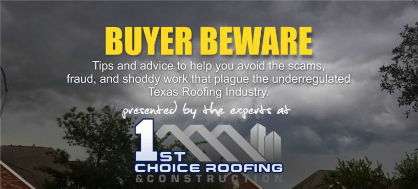 A picture of the texas roofing industry with an advertisement for 1 st choice roofing.